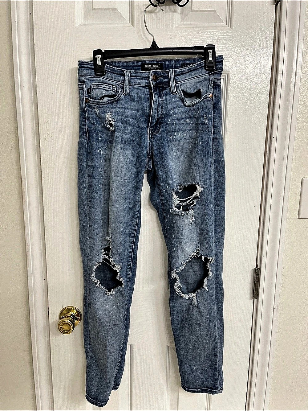 Judy Blue Bleach Splash Destroyed Skinny Jeans Distressed Blue Skinny Jeans 3/26